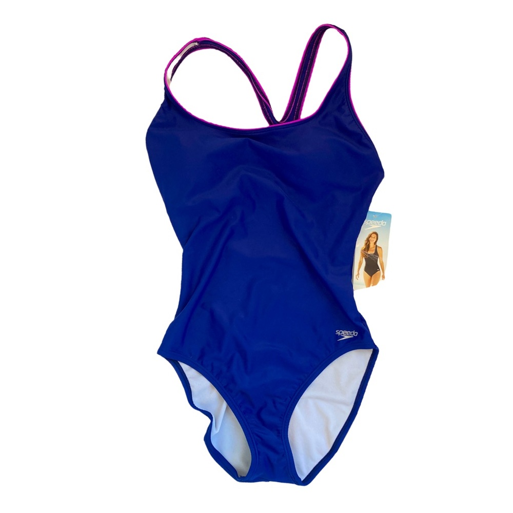 Speedo Swimsuit One Piece Modest Blue Athletic Ultraback 10